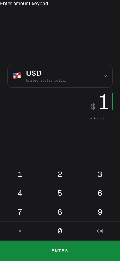 Amount keypad