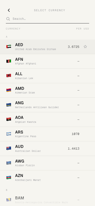 Currency picker
